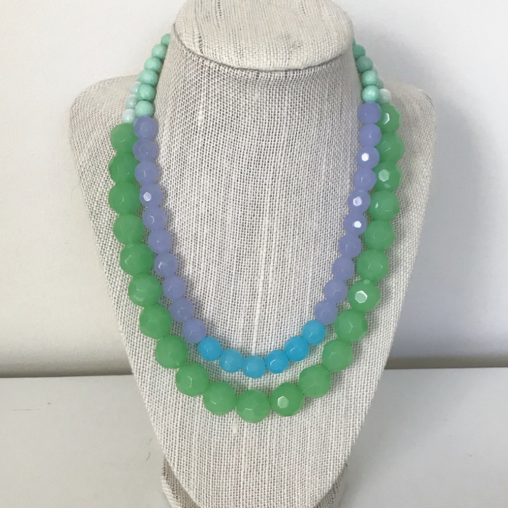 Stunning Pastel Glass Beaded Statement Necklace